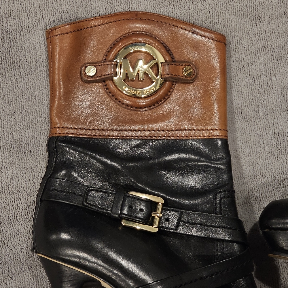 MICHAEL KORS black leather stockard 2-tone boots - Picture 6 of 11